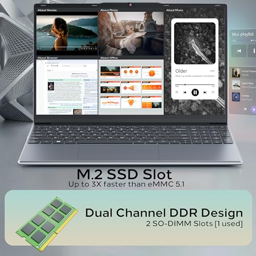 Image of Phatom 15.6 inch FHD Laptop Computers, Compatible with Windows 11, Core M3 (Beats Pentium, Celeron), Cooling Fan, 4GB RAM, 128GB SSD, Up to 2TB, HDMI, for Business, Student