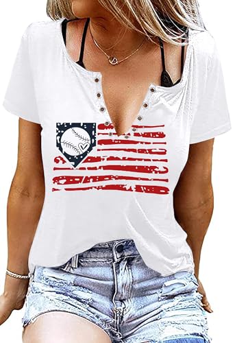 LAZYCHILD Baseball Shirts for Women: Baseball Mom T-Shirt Game Day Gifts Baseball V Neck Tee Tops