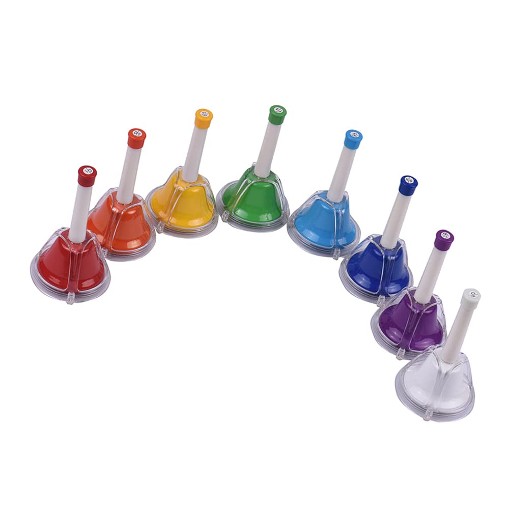 Generic Buntes 8-Noten-Diatonik-Glocken-Handglocken-Set aus Metall für den Musikalischen Lernunterricht für Kinder, Ideal für Heimunterricht und Musikunterricht, Metall-Handglocken