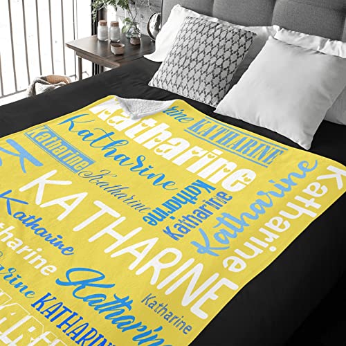 Personalized Blanket for Kids Adults Personalized Name Blanket Custom Blanket with Name Personalized Gifts for Christmas Birthday Valentines Day Mothers Fathers Day (Yellow, 50"x60")
