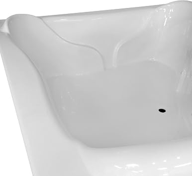 Carver Tubs - NW7272 - Acrylic Fiberglass Triangle Soaking Bathtub - Chrome Drain and Center Slotted Overflow Included - Arm Cutout Two Person White Acrylic Curved Corner Tub - 72L x 72W x 21H