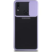 Kzy  leti im Samsung Galaxy A10S ile Uyumlu Kapak Lensi A l r Kapan r Kamera Korumal  Silikon K l f - Lila