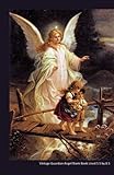 Vintage Guardian Angel Blank Book Lined 5.5 by 8.5: 5.5 by 8.5 inch 100 page lined blank book suitable as a journal, notebook or diary with a vintage illustration of a guardian angel on the cover