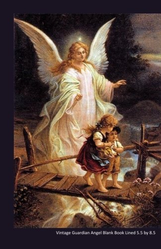 Vintage Guardian Angel Blank Book Lined 5.5 by 8.5: 5.5 by 8.5 inch 100 page lined blank book suitable as a journal, notebook or diary with a vintage illustration of a guardian angel on the cover