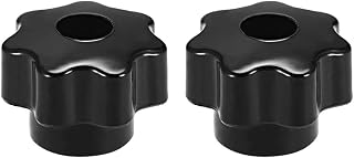 uxcell 2 Pcs Star Knob Grip Handle M6 Diameter Brass Insert Female Thread 31mm Head Black