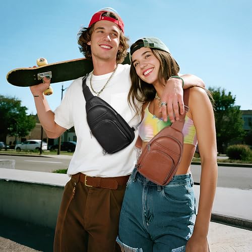 befen Genuine Leather Small Crossbody Sling Bags for Women Anti-Theft Fanny Packs Chest Bags Purse with Built in RFID Wallet2