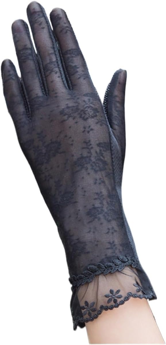 Women Sunscreen Short Sun Female Gloves Ice Silk Lace Driving of thin touch Screen Lady