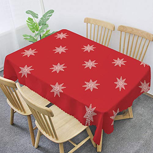 Manteles Antimanchas Rectangular,Mantel Navideño Moderno Con Estampado De Copo De Nieve Creativo, Rectángulo Rojo, Mantel Impermeable, Manteles Antimanchas Para Fiestas Para Interiores, Barbacoa Cover
