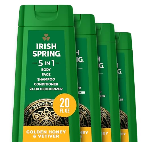 Irish Spring 5 in 1 Moisturizing Body Wash, Honey & Vetiver, 4 Pack