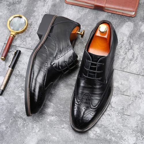 ZHOUYF Men Wedding Shoes Fashion Classic Casual Leather Shoes Modern Business Formal Shoes Lace-up Pointed Toe Outdoor Comfortable Breathable Oxford Shoes Dress Shoes for Men4