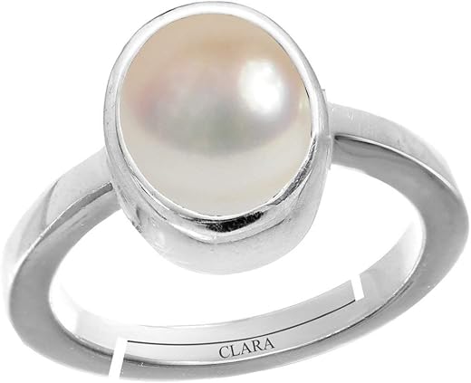 Clara Pearl Moti 8.3cts or 9.25ratti Stone Silver Adjustable Ring for Men