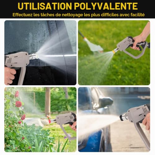 Yuirshion High Pressure Washer Gun with 5 Water Nozzle Tip, 4350 PSI Cleaner Gun, Car Wash Water Gun for Car Cleaning (M22 14MM Hose Connector for karcher K1-K7 Quick Connector) - 6