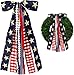 Large Patriotic Ribbon Bow, 4th of July Red White and Blue Bows Clip-On Star Sash Patriotic Wreaths for Front Door Indoor Outdoor Memorial Day Decoration