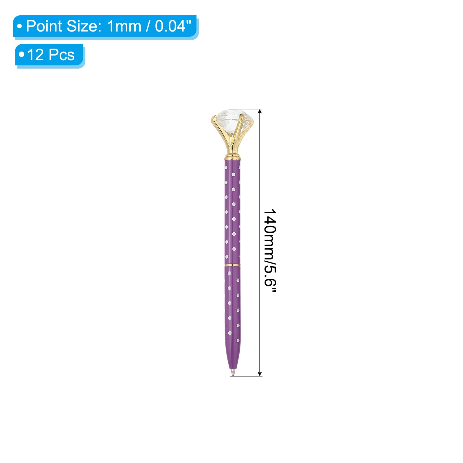 PATIKIL Black Ink Ballpoint Pen, 12 Pack Crystal Diamond Twist Metal Pen 1.0mm Medium Point for Note Taking Journaling Purple - Image 2