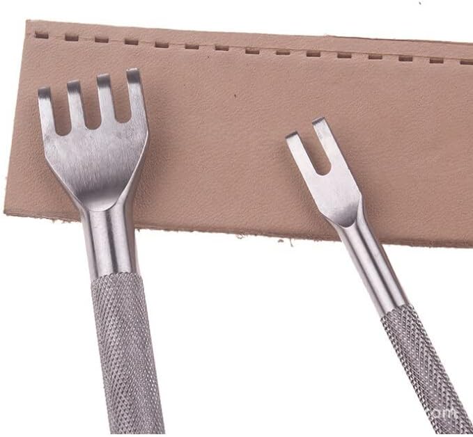 3mm 1/2/4/6 holes Steel Flat Chisel leather Craft Hole Punches Tool Rectangular prong Punch Tool Cutter Pitch Eyelet Maker Punch - (Color: 1-2-4-6 prongs(4pcs))