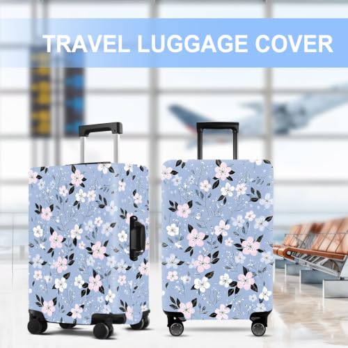 THISFIND Blue Floral Luggage Cover Washable Suitcase Protector Anti-Scratch,Stretchable Fit for 28-30Inch Luggage Durable Travel Bag Cover with Zipper Closure L by THISFIND - Used condition - Image 5