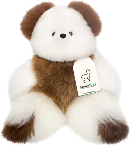 Oso de peluche de alpaca suave y tierno, 9 pulgadas, animal de peluche de alpaca premium hecho a mano en piel auténtica de Alpaka. Lindo oso (9
