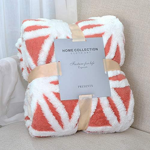 LOMAO Sherpa Fleece Blanket Fuzzy Soft Throw Blanket Dual Sided Blanket for Couch Sofa Bed (Coral, 51"x63")