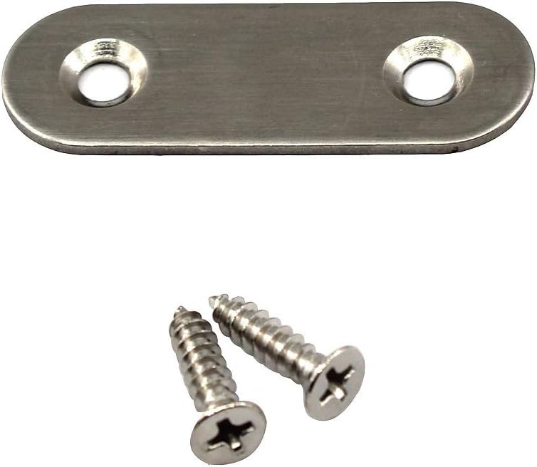 Stainless Steel Corner Bracket Flat Straight Plate Joint Connector Pack of 20 pcs with Necessary Screws Size 47 x 16mm