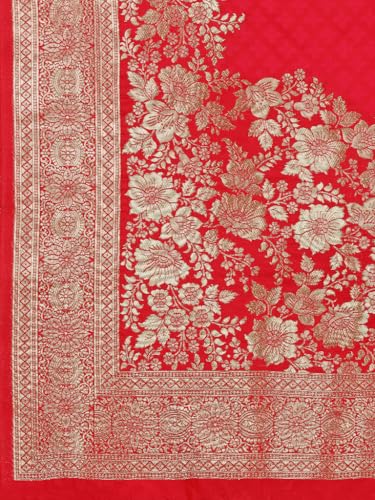 Image of Mehrang Cotton Banarasi Silk Saree for Women With Unstitched Blouse Piece