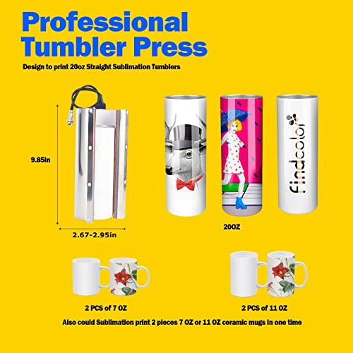 20Oz Tumbler Heat Press Attachment For 20 Oz Straight Sublimation Skinny Tumblers - 110V, Male Plug, K-Type #TOP2