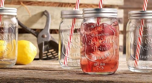 Glaver's Mason Drinking Jars – Premium Set Of 6 Glass Jar With Lid – 15 Oz Clear Glass Mugs – Spacious And Easy To Carry – Dishwasher Safe And Safe To Use #TOP4