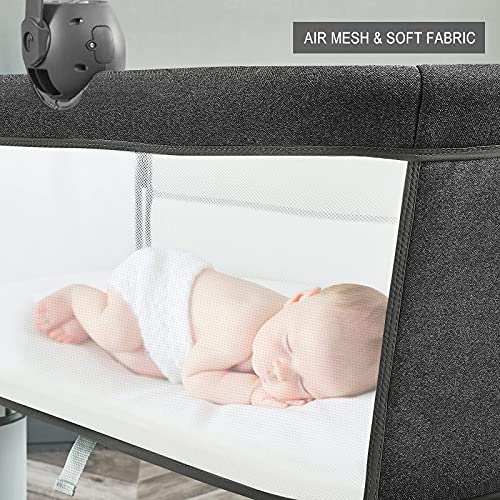 Yacul Baby Bassinet Bedside Sleeper, With Music Box, Easy To Assemble Bed To Bed, Adjustable Portable Crib For Infants Baby Boys And Girls (Dark Gray) #TOP3