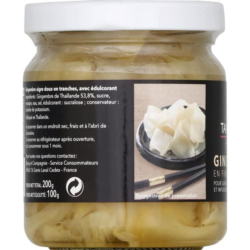 TANOSHI - Gingembre En Lamelles 200G - Epicerie Salée Saveurs du Monde - Goût Asiatique Exquis - Fraîcheur et Qualité Assurées - Facile à Utiliser au Quotidien - Un Must pour - Lot De 3