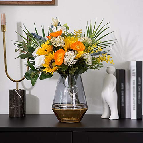 AOYANQI-Bloemstuk Side Table Vaas, Amber And Living Room Vaas grijze stiksels Vaas Heavy Glasvaas Rose tulpenvaas Wedding, 5 Styles Tafeldecoraties (Size : 15 * 15 * 25CM) - Afbeelding 6