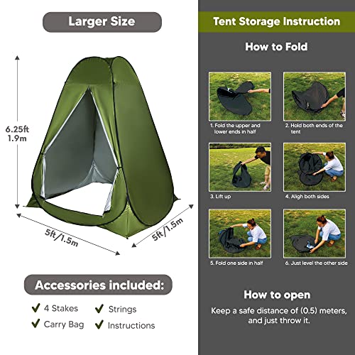 Pop Up Shower Tent 5 x 5 x 6.2Ft Large Privacy Tent Strong