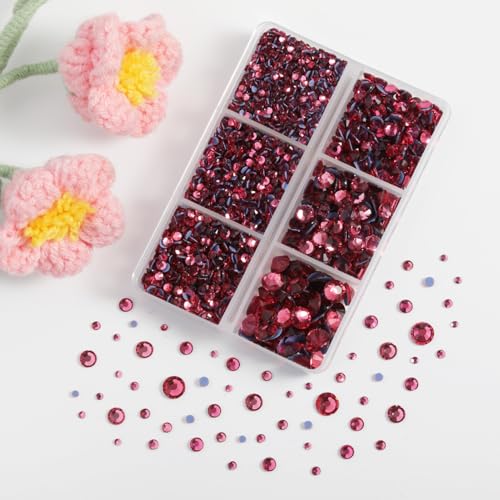 Image of BEADSLAND Hotfix Rhinestones, 4000 PCS Rose Rhinestones for Clothes Crafts Mixed 6 Sizes with Wax Pencil and Tweezers Kit, SS6-SS30, Rose