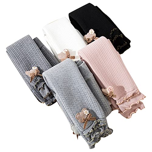 Girls Cotton Knit Tights Baby Girls Thick Fleece Lined Ruffle Leggings Warm Comfy Soft Thermal Pants Cute Birthday Outfits