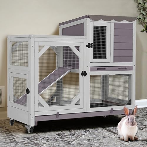 GUTINNEEN 2-Story Rabbit Hutch Indoor Bunny Cage Outdoor Guinea Pig