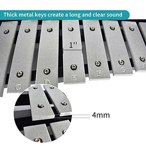 Image of ENNBOM 30 Notes Foldable Glockenspiel Xylophone Vibraphone Percussion Instrument (Black Frame, 4 Mallets)