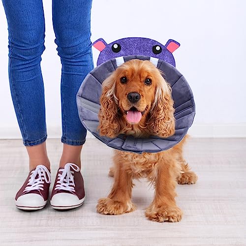 Alfie Pet - Noah Recovery Collar (for Dogs and Cats) - Pattern: Hippo, Size: Small