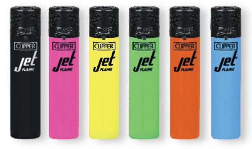 Encendedor Jet Flame Clipper Fluorescente Pack 6