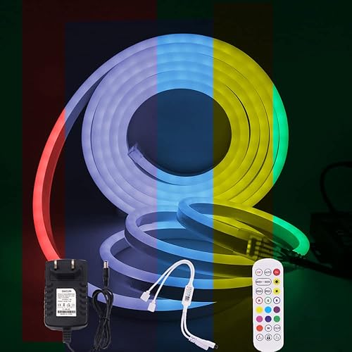 XUNATA Tira de neón LED RGB Bluetooth, SMD 5050 72LEDsm, tira de luz de neón multicolor, tubo de neón LED flexible impermeable con control remoto de