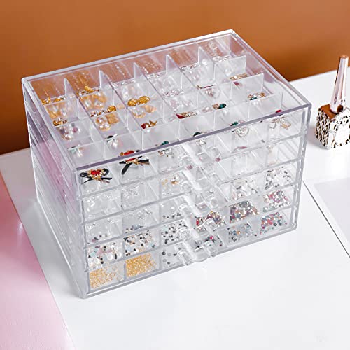 Earring Storage Box Organizer, Acrylic Jewelry Storage Box Holder 5 Drawers Transparent Jewelry Display Stand with 120 Small Compartments Gift Boxes for Women Girls (Clear) 7