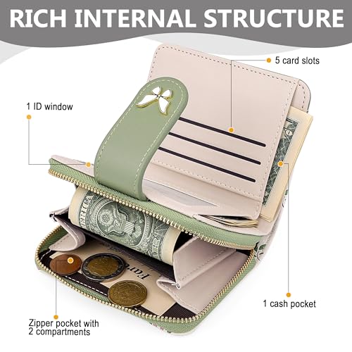 Image of Farcauo Womens Wallet Cute Small Wallets for Women Green Kawaii Butterfly Women's Wallet Card Wallets for Women Ladies
