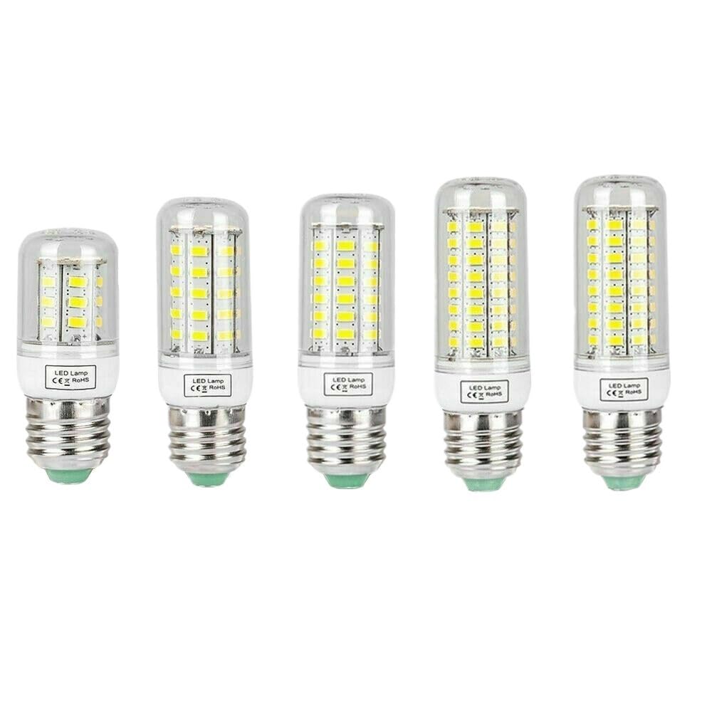 HHF Iluminación del hogar, Paquete de 20 bombillas LED de maíz AC220V E14/E27/B22/G9/GU10 5730SMD lámpara blanca fría y cálida(Cool White E27,5W)