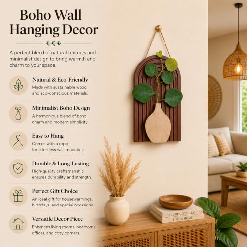 Image of Art Street Boho Floral Art with for Living Room, Modern MDF Set for Home Decor, Aesthetic Hanging Showpiece, Bedroom & Office Decoration, (Size 13 x 23 cm)