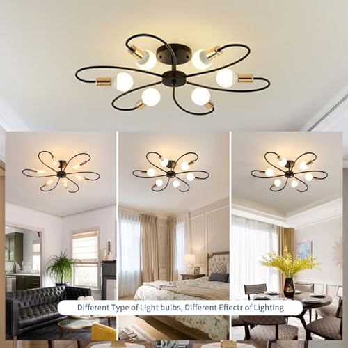 Lampes de plafond salon vintage or lustre suspension E27 chic - 7