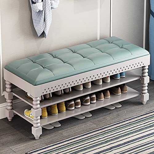 YHKJLYH Banco de Entrada tapizado en Cuero con Patas de acrílico, Zapatero de 2 Niveles con Tapa elevable y Almacenamiento, Zapatero rústico, Organizador de Zapatos, B, 90 x 30 x 48 cm (35 x 12 x 19