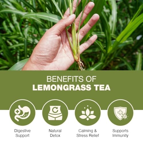 Image of Lemongrass 100g - 100 Cups Premium Lemon Grass Leaves Herbal Infusion Caffeine-Free | BOOST METABOLISM | Detox Tea - Flower Based - Herbal Tea No Added Preservatives