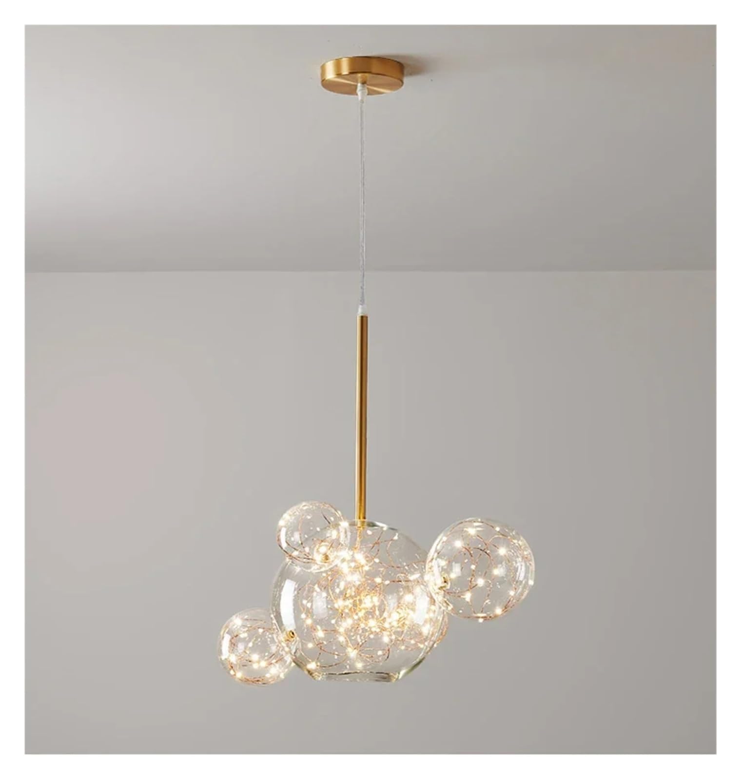 KLXSIVU Modern Spheres LED Glass Chandelier Bubbles Ball Gold Pendant Lighting for Dinning Living Room Kitchen Bedroom Hanging Lamp