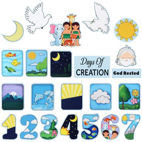 Creation Story Felt Board Days of Creation 23 Precut Flannel Felt Bible Storyboard Sets for Preschool Kindergarten Toddlers Kids