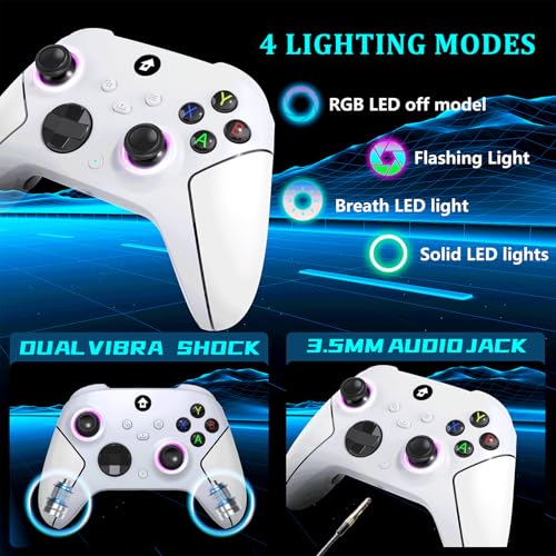 Image of YUYIU Upgrade 2.4GHz Controller with 7 Colors RGB Light for Xbox Controller, Xbox One Series X|S,Consoles,Steam PC Windows, with 1000mAh Battery /Dual Vib-Ration /Turbo /Programmable, 3.5mm Audio Jack