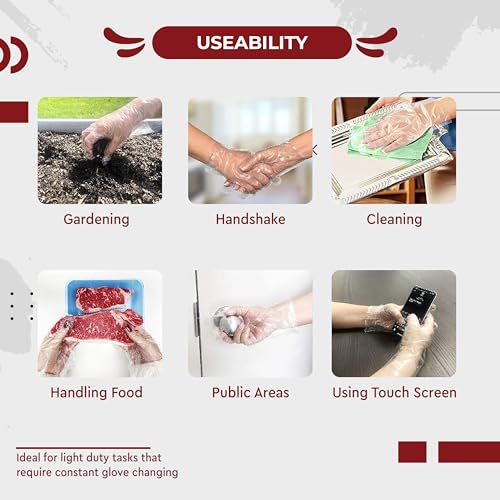 Image of Robustt Disposable Hand Gloves - Transparent (500 Pcs) | Reusable, Anti Bacterial Food Safe Gloves For Hair-dye, Clinics, Hotels, Salons, Kitchen (Universal Fit)