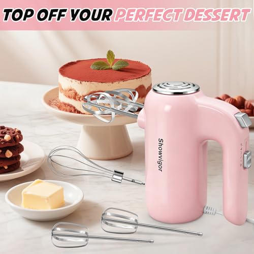 Image of Hand Mixer, 5-Speed Electric Whisk with Turbo Boost Includes 6 Stainless Steel Attachments - Great Stand Mixer Alternative for Baking Cakes, Bread & More