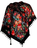 russisches tuch ohne fransen Tolle Geschenkidee All 4 Decor Damen stilvoller, russischer Schal, Tuch,Folk-Stil (95cm x 95 cm) Dunkelblau